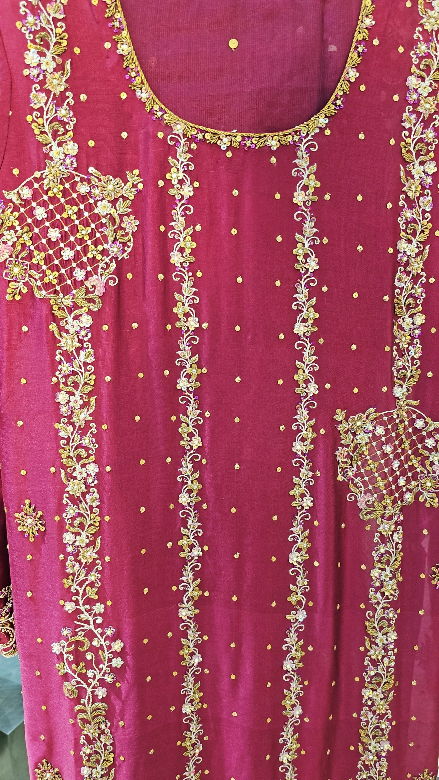 Maroon Embroidered 3-Piece Suit