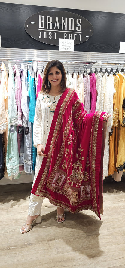 Velvet Pink Rajasthani Shawl