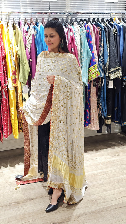 RD White Gold Kamdani Dupatta