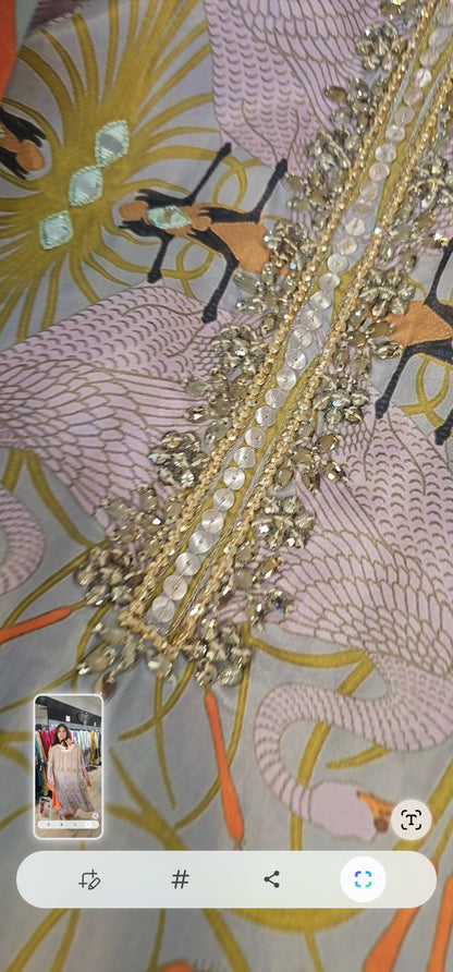 BP Cape Silk Light Pink Flamingos