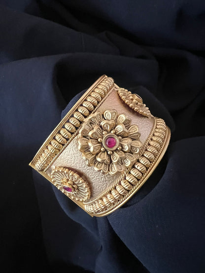 Gold Ruby Art Work Bracelet