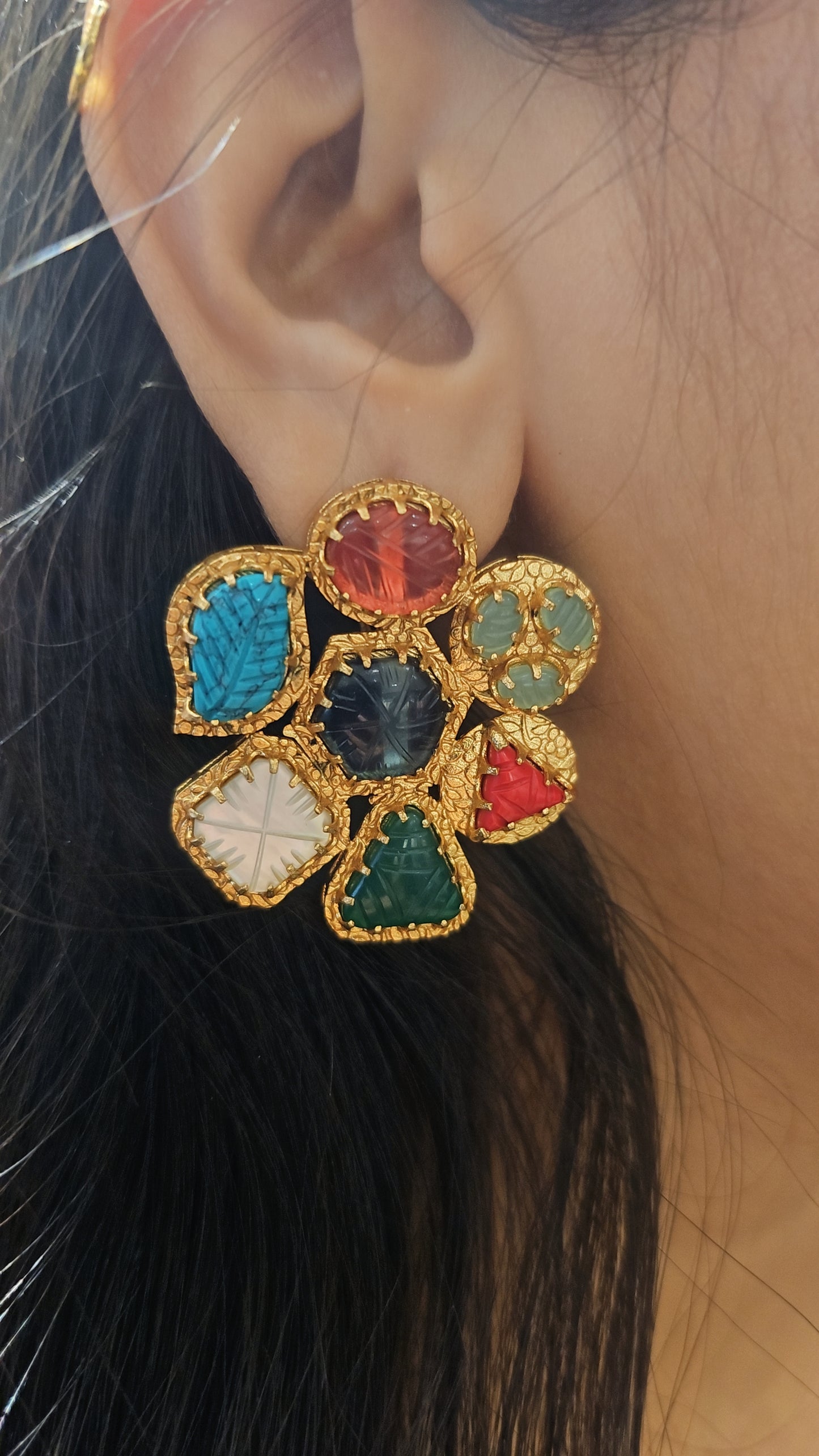Multi Stone Gold Studs