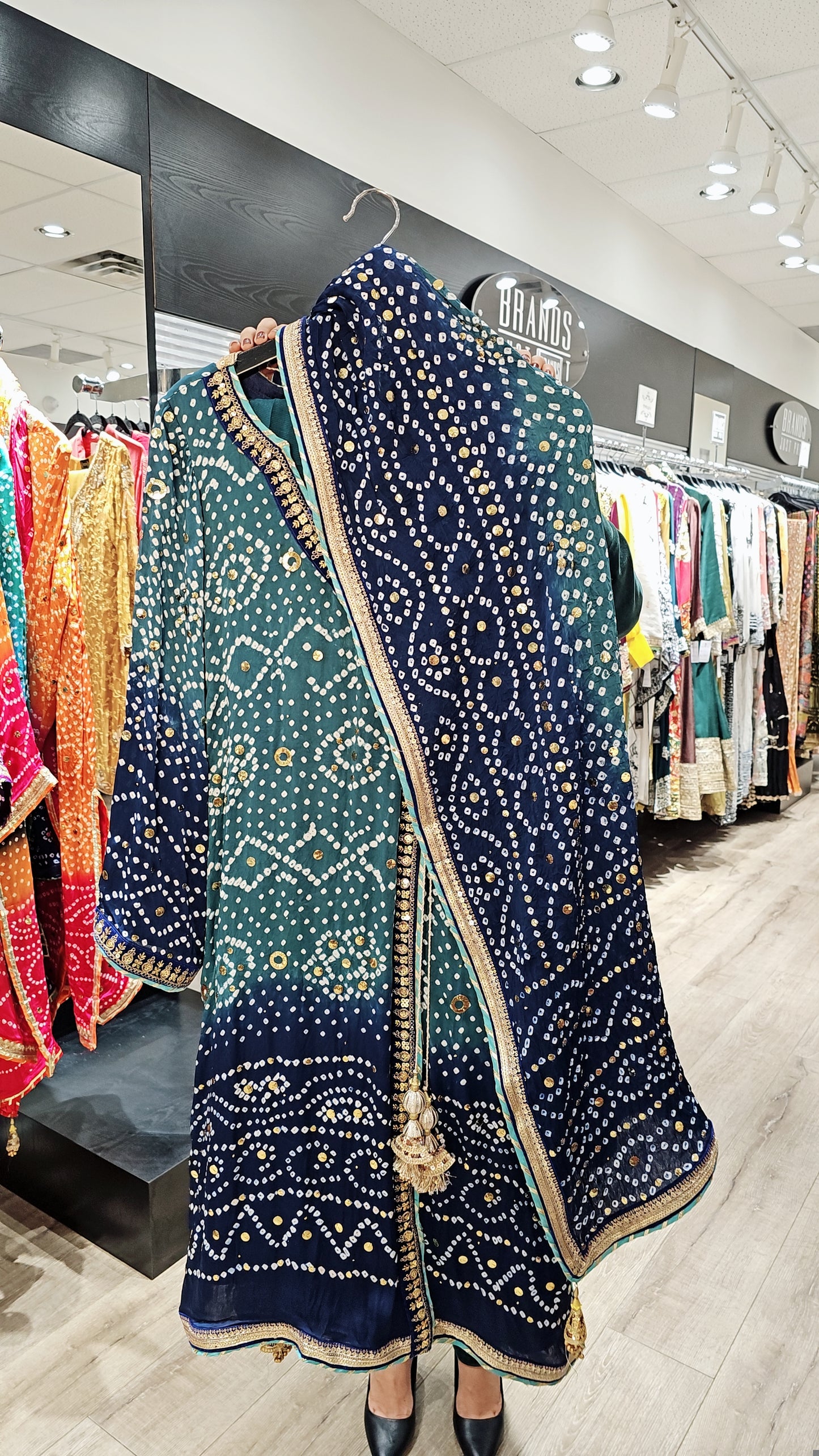 Navy & Teal Bandhani Elegance – 3 Piece Suit Set