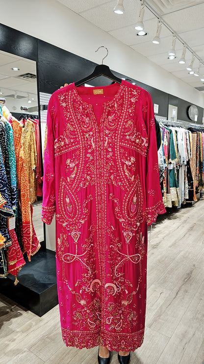 Maroon Embroidered 3-Piece Suit