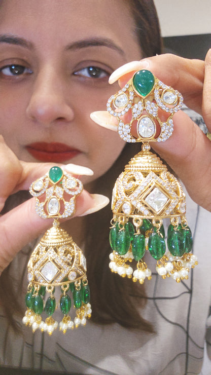 Gold Green Jhumka