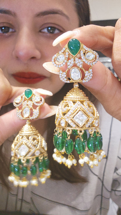 Gold Green Jhumka