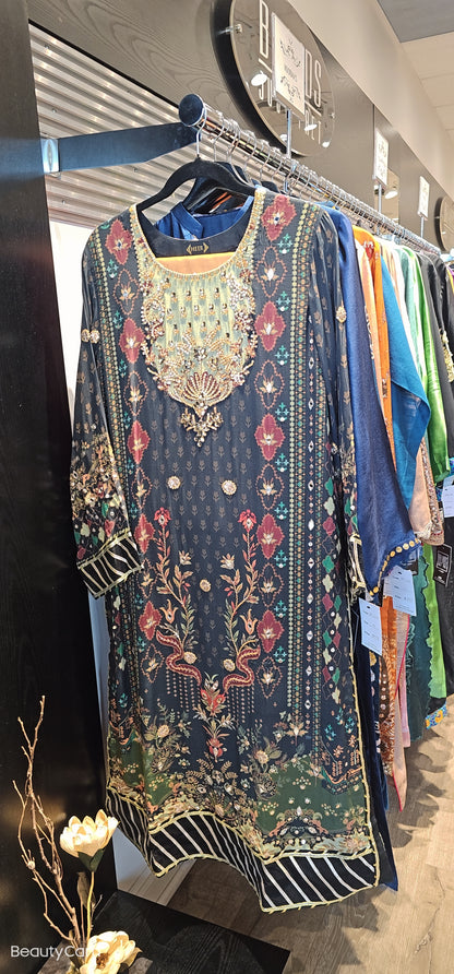 Black Printed Silk Outfit