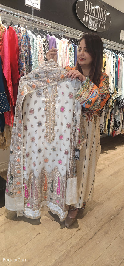 White Chiffon Banarasi