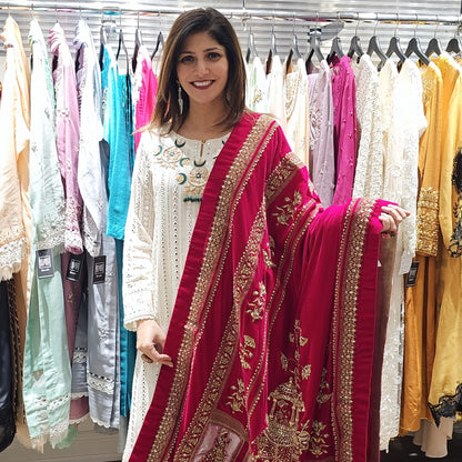 Velvet Pink Rajasthani Shawl