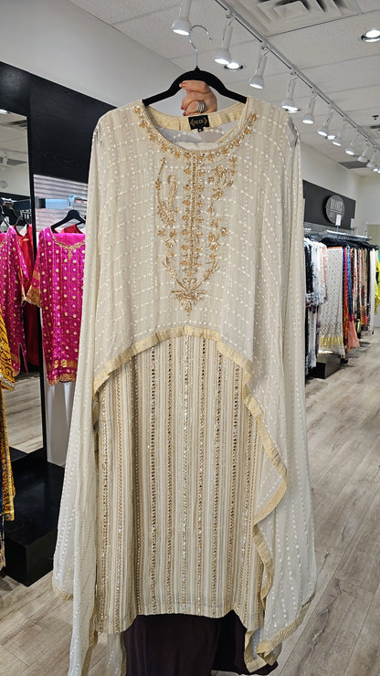 Ivory Chikenkari Cape | RTW