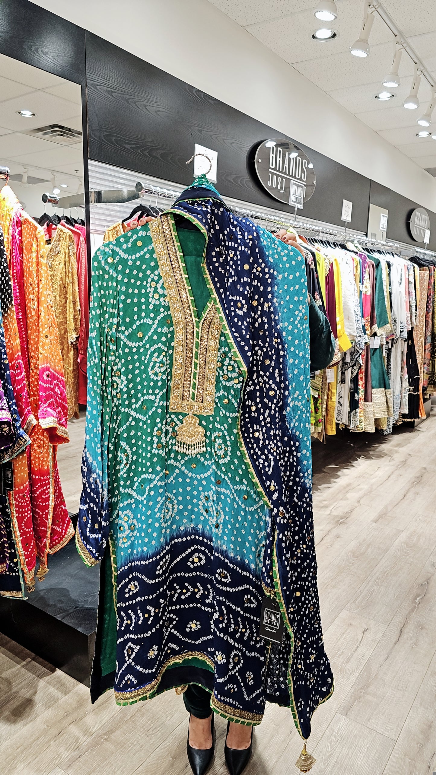 Navy & Teal Bandhani Elegance – 3 Piece Suit Set