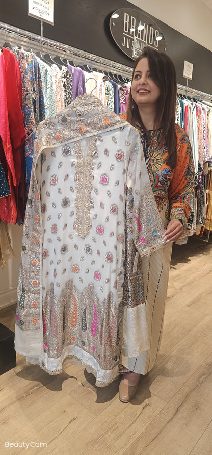 White Chiffon Banarasi