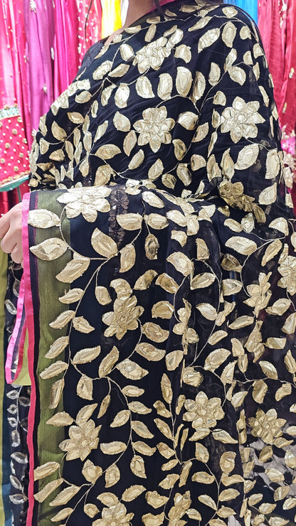 PM Black Gold Panni Work Dupatta