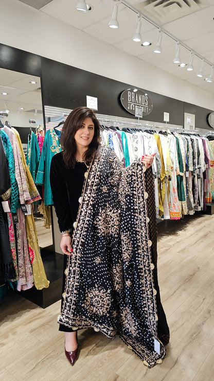 BP Black Bandani Gota Dupatta