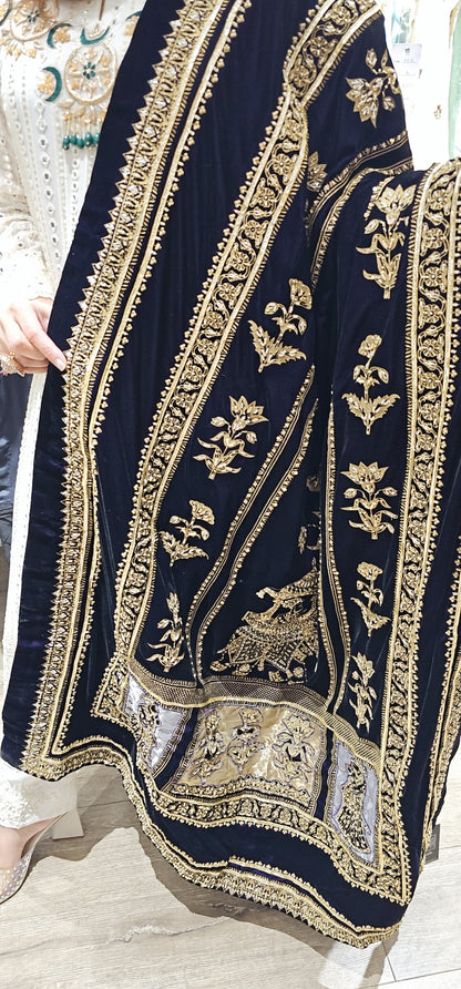 Dark Purple Velvet Rajasthani Shawl