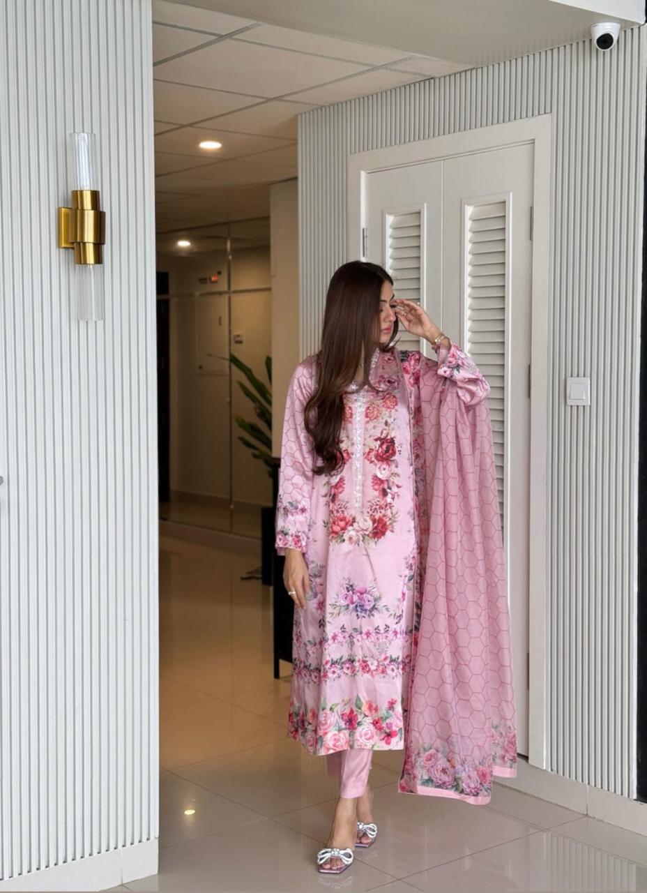 Pink Satin Silk Outfit