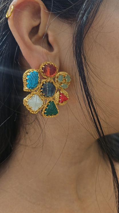 Multi Stone Gold Studs