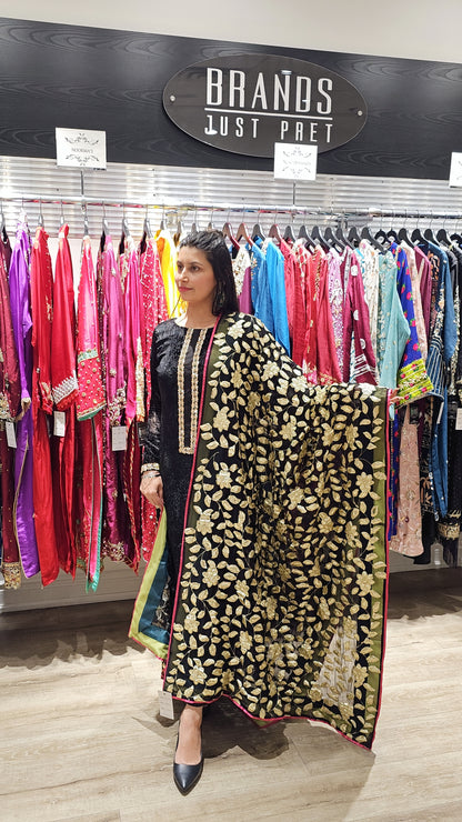 PM Black Gold Panni Work Dupatta