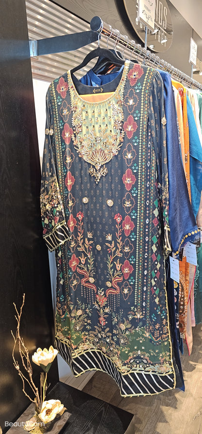 Black Printed Silk Outfit