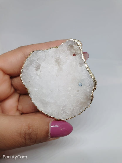 Fluorite Irregular Gemstone Agate | cellphone grips | Electroplated Cellphone Grip | Rose Quartz Phone Grip