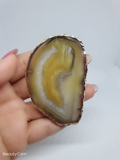 Fluorite Irregular Gemstone Agate | cellphone grips | Electroplated Cellphone Grip | Rose Quartz Phone Grip