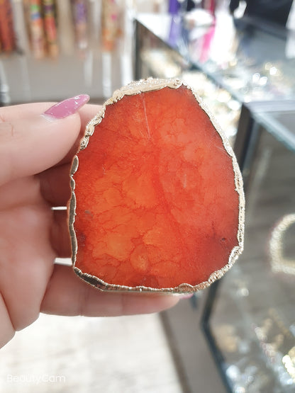 Burnt Orange Gemstone Agate | cellphone grips | Electroplated Cellphone Grip | Rose Quartz Phone Grip
