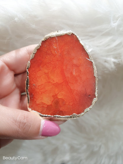 Burnt Orange Gemstone Agate | cellphone grips | Electroplated Cellphone Grip | Rose Quartz Phone Grip