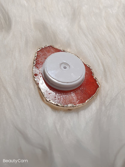 Burnt Orange Gemstone Agate | cellphone grips | Electroplated Cellphone Grip | Rose Quartz Phone Grip