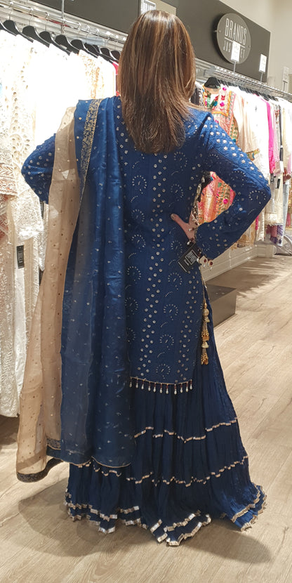 Blue Chikenkari with Gharara
