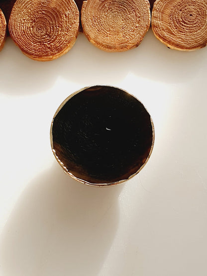 Round Golden Agate Cell Phone Grip Holder Gold Rim