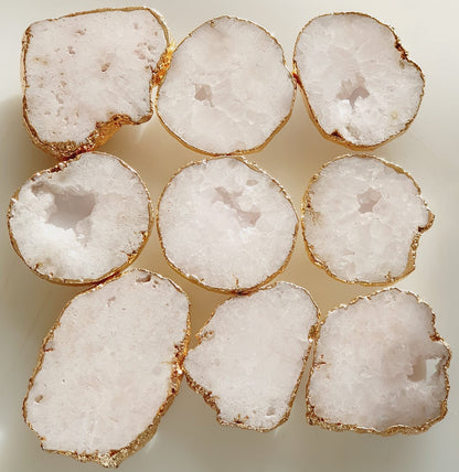 White/ Clear Natural Agate Druzy Deep Cut Phone Grips