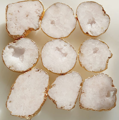 White/ Clear Natural Agate Druzy Deep Cut Phone Grips