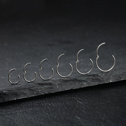 316l Silver Surgical Steel Hinged Nose Rings Hoop 20G 18G 16G 14G 12G 10G 8G 6G, Diameter 6mm to 22mm