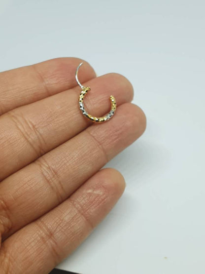 2 Two Tone Silver Gold Nose Ring Hoop Ring Earrings Nose Piercing