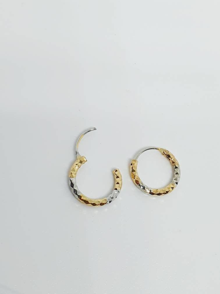 2 Two Tone Silver Gold Nose Ring Hoop Ring Earrings Nose Piercing