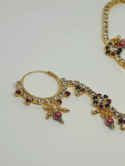 Red Gold Flower Nose Stud Earrings Gold Nose Piercing Bell Nose Ring Indian Nose Stud Indian Nose Ring Crystal Nose Stud Spring Love