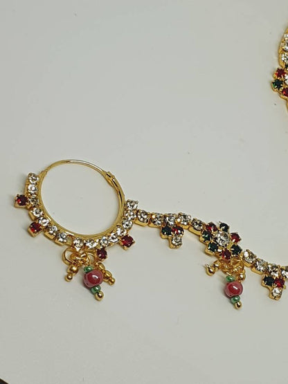 Red Gold Flower Nose Stud Earrings Gold Nose Piercing Bell Nose Ring Indian Nose Stud Indian Nose Ring Crystal Nose Stud Spring Love