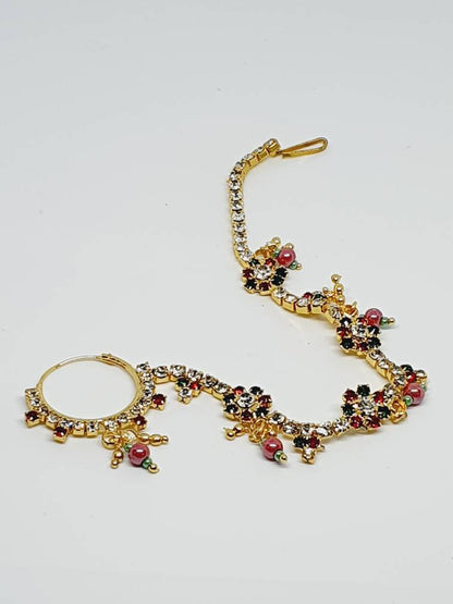 Red Gold Flower Nose Stud Earrings Gold Nose Piercing Bell Nose Ring Indian Nose Stud Indian Nose Ring Crystal Nose Stud Spring Love