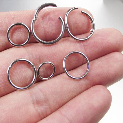 1 Piece Surgical Steel Hinged Septum Clicker Segment Hoop Thin Nose Ring Lip Ear Cartilage Ear Helix Body Piercing Jewelry
