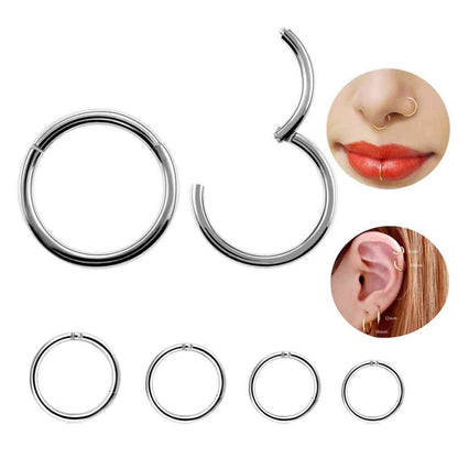16g x 6mm Hinged Clicker Nose Hoop Segment Ring Surgical Steel Gauges Sleeper Earrings Piercing