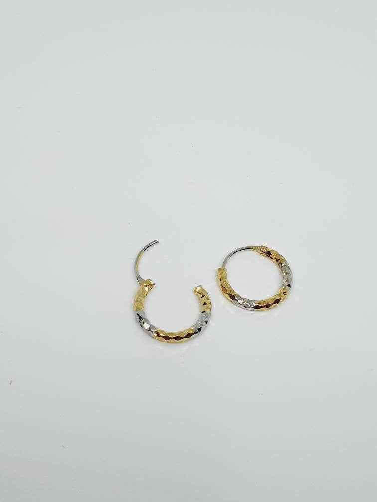 2 Two Tone Silver Gold Nose Ring Hoop Ring Earrings Nose Piercing