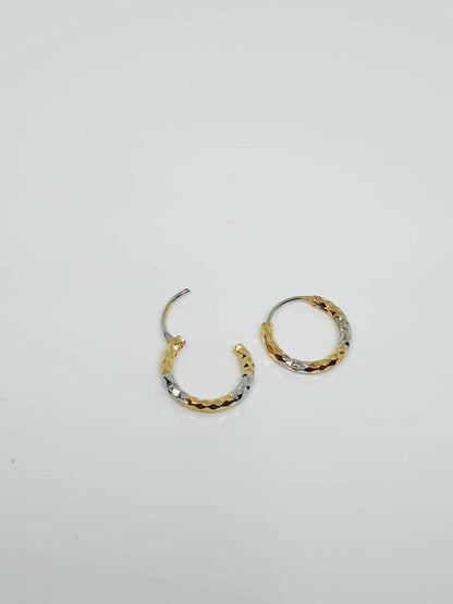 2 Two Tone Silver Gold Nose Ring Hoop Ring Earrings Nose Piercing