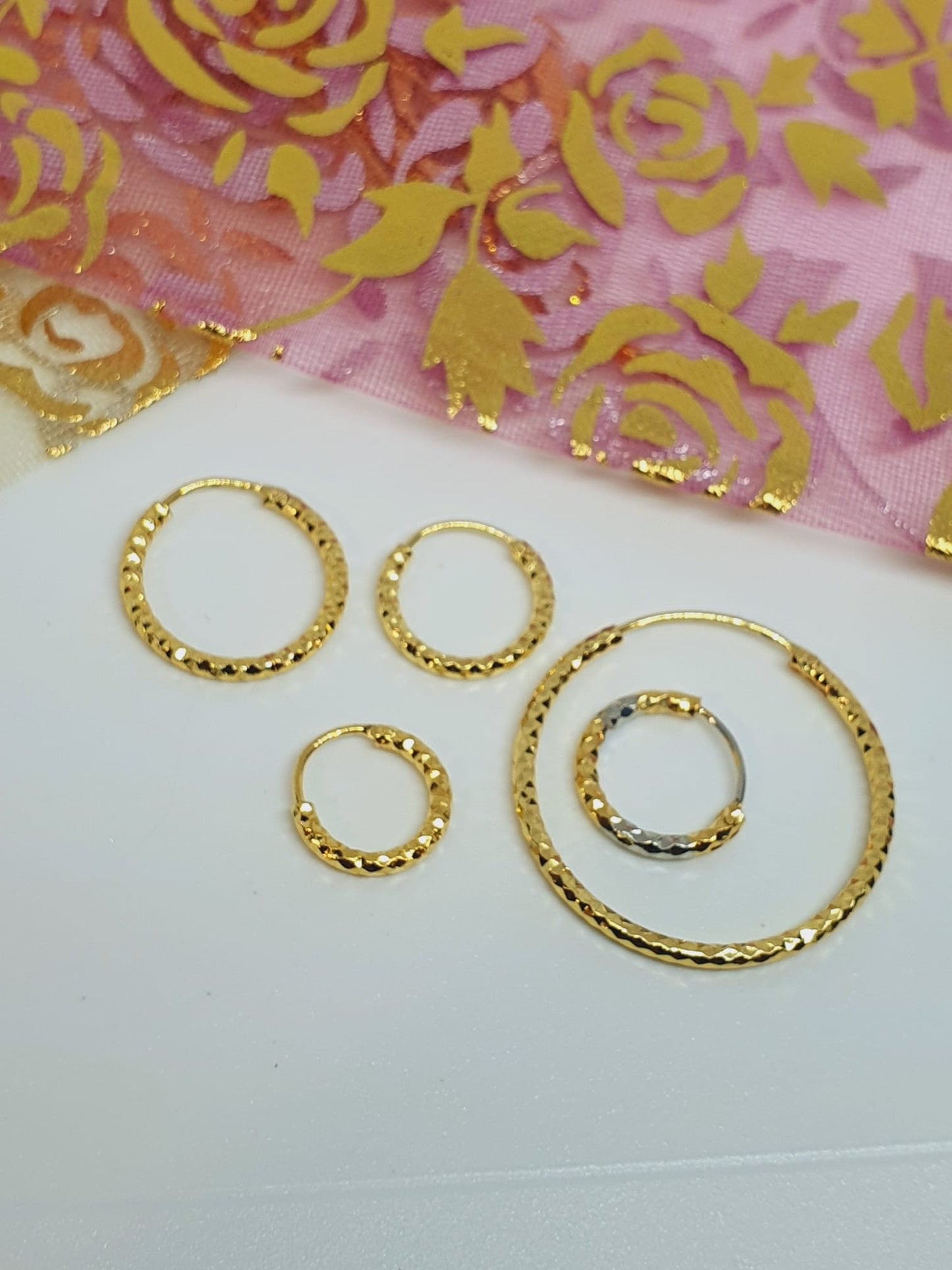 5 pieces Hoop Nose Ring Gold Silver Tone Bollywood Wedding Indian Jewelry Women Pierced Nose