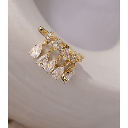 Temperament Geometric CZ Ear Clip Jewelry for Women Golden Delicate Cubic Zirconia Non-Piercing Ear Bone