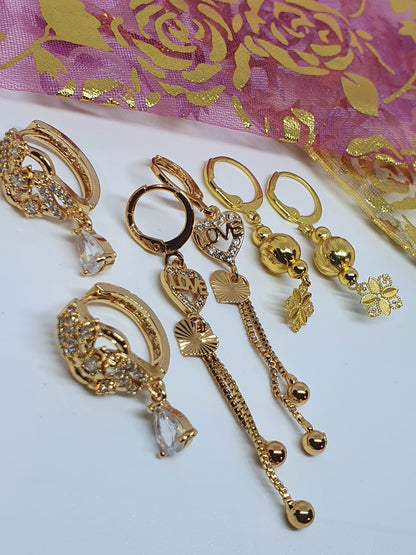 6 pieces Earrings Dangle Rhinestone Gauges Sleeper Earrings Piercing and studs