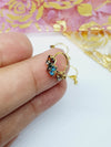 3 Pieces Multi Color Dangle Stone Gold Bollywood Bridal Indian Jewelry Women Pierced Nose Ring