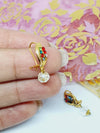 2 Pieces Multi Color Leaf Dangle Stone Gold Bollywood Bridal Indian Jewelry Women Pierced Nose Ring