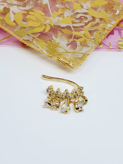 Temperament Geometric CZ Ear Clip Jewelry for Women Golden Delicate Cubic Zirconia Non-Piercing Ear Bone