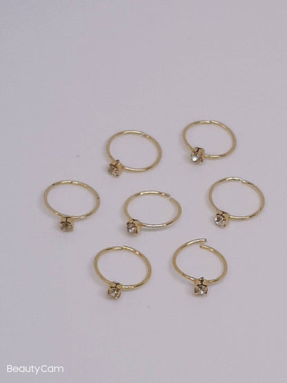 7 Hoop Gold Zirconia Nose Rings Indian Jewelry AD Jewelry Wholesale Lot Nose ring