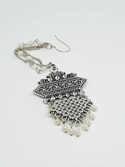 Silver Pearls Afghani Tikka for Brides Afghan Wedding Celebration